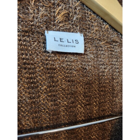 LeLis Collection Cropped Button Down Long Sleeve Cable Knit Cardigan Rust XS - Picture 3 of 7